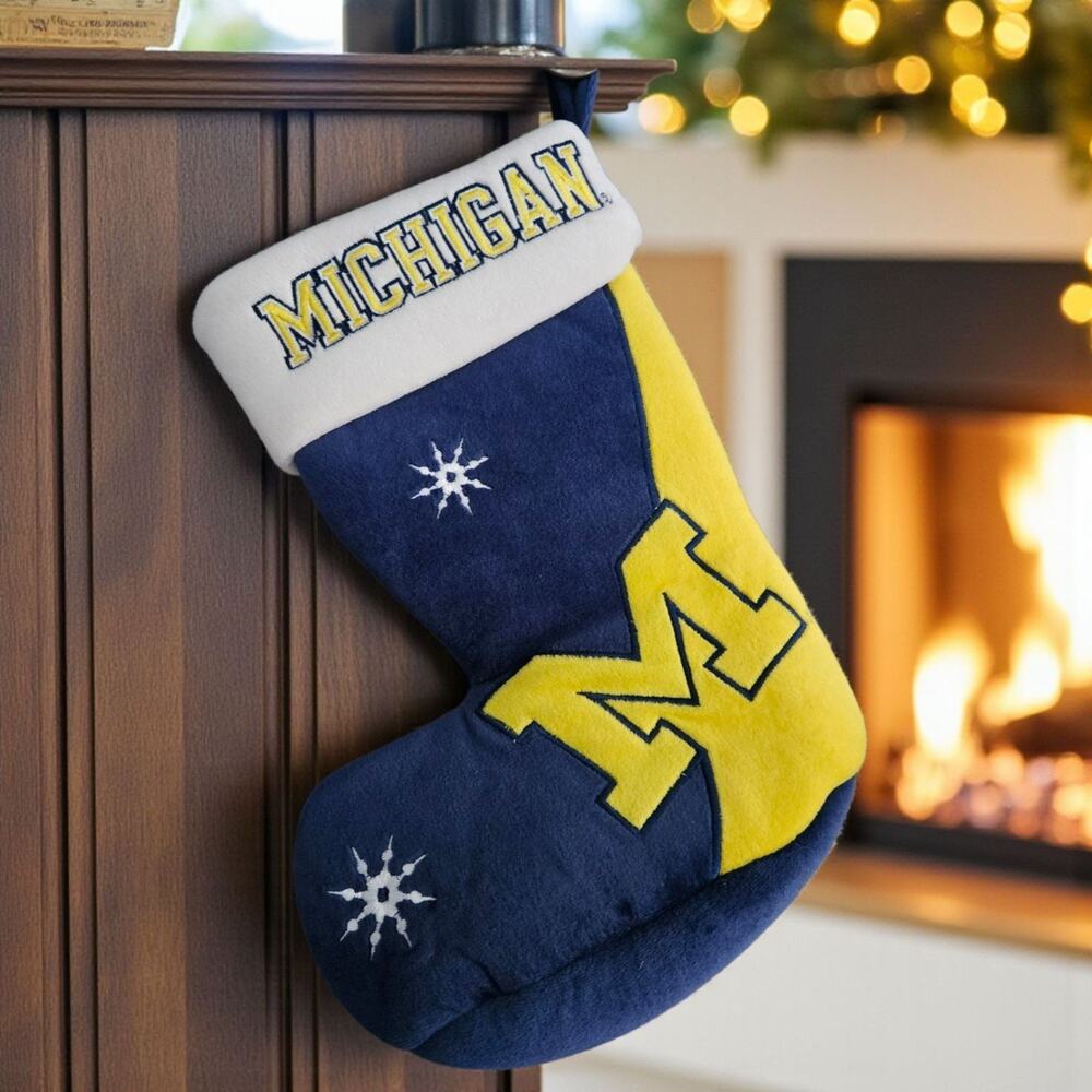 Michigan Wolverines Holiday Team Beans 11" Christmas Stocking Weighted Bottom